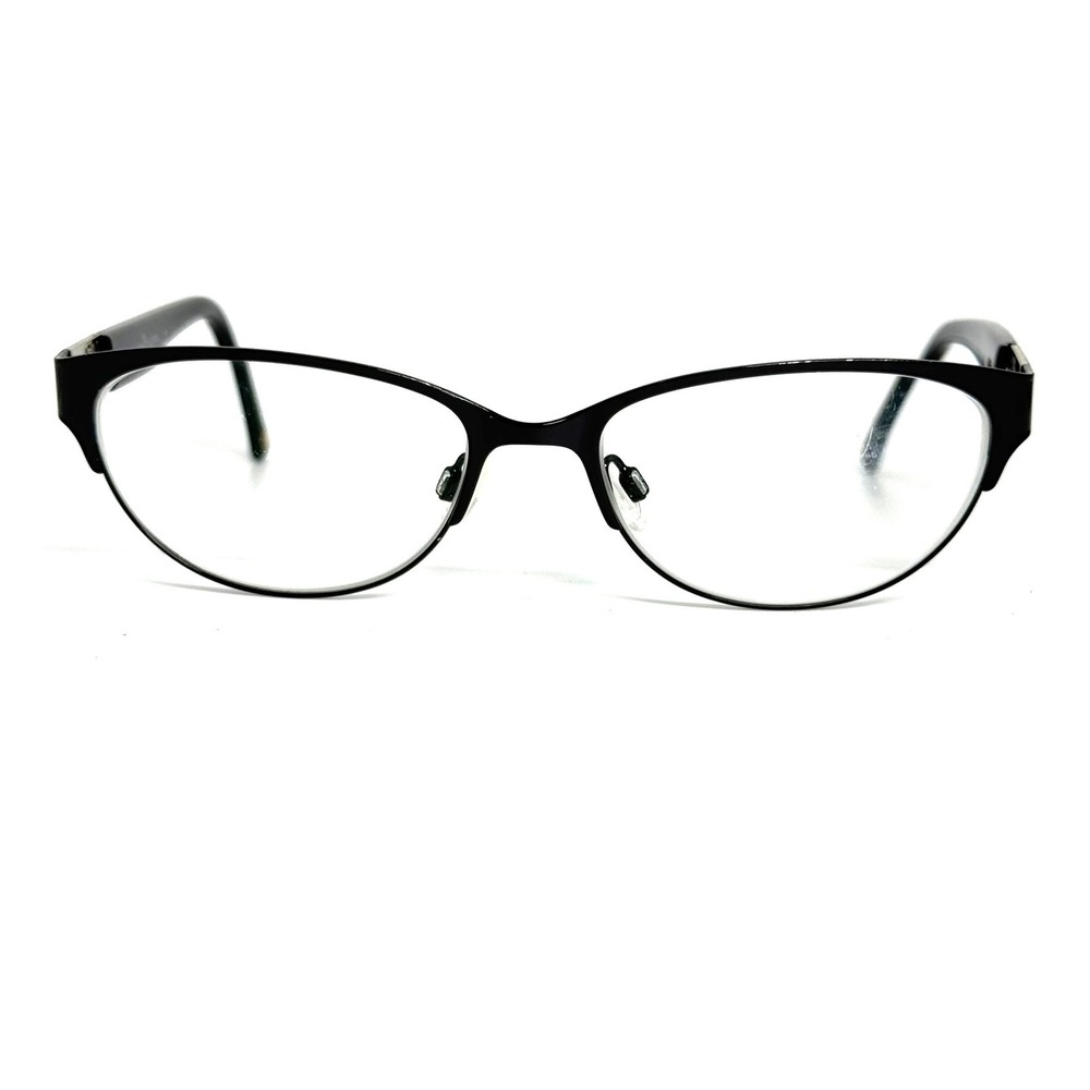 Anne Klein AK5044 Black Cat Eye Eyeglasses Frames Silver Lion Logo 52-17-135